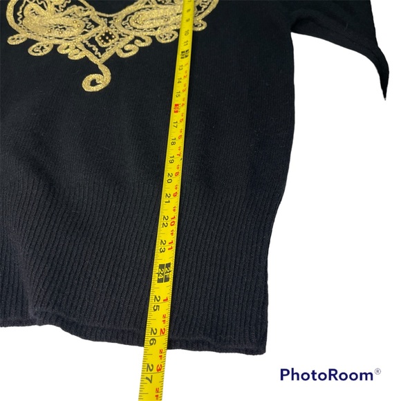 Vintage Maurada Sweater Lambswool Angora Rabbit Hair Blend black Gold details M - Picture 6 of 10